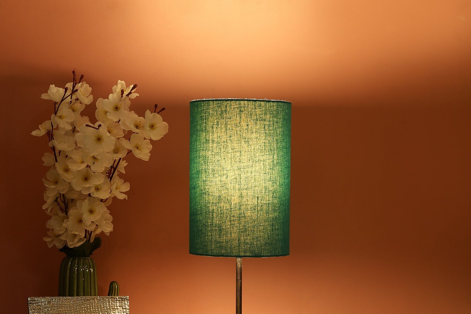 Teal Color Cylinder Lamp Shade Suitable For Table Lamp