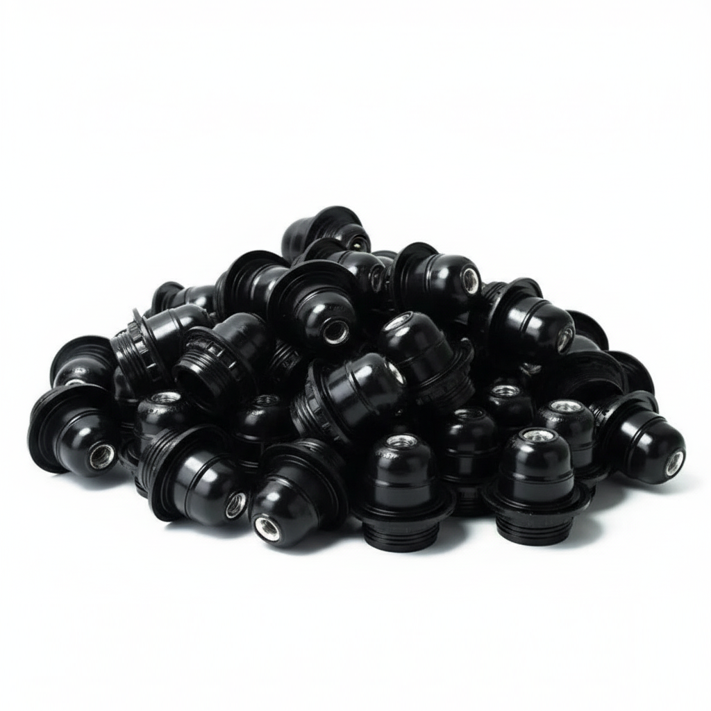 E27 Black Half Ring Holder | Bulb Holder for Table Lamp, Wall Light & DIY Lighting Fixtures (Pack of 50)