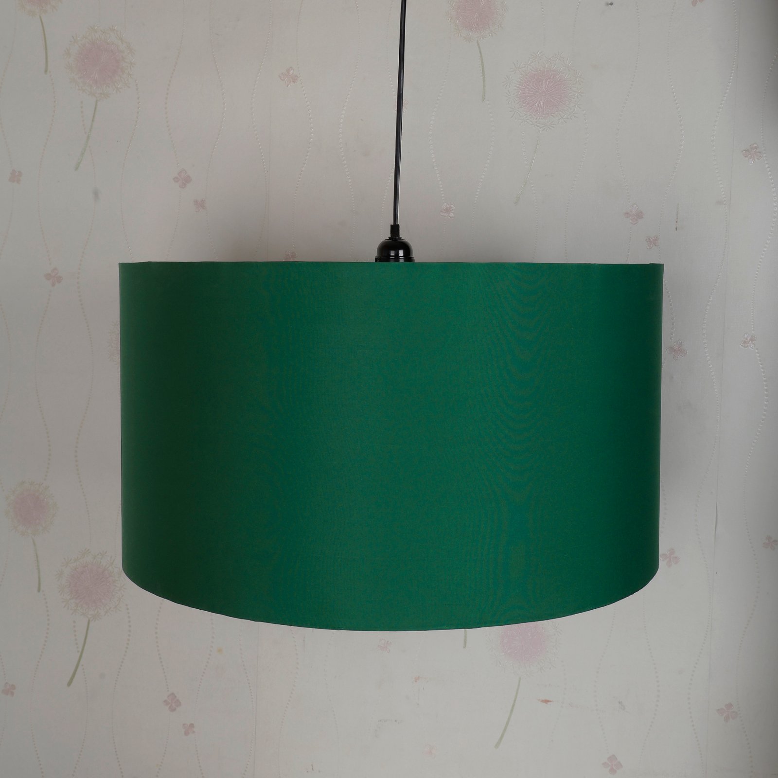 10 Inches Pendant/Hanging Ceiling Light Fixture, Dark Green Drum Shade, for Bedroom, Kitchen, Living Room, Dining Table, Lobby, Kitchen, Silver/Black Canopy - Image 2