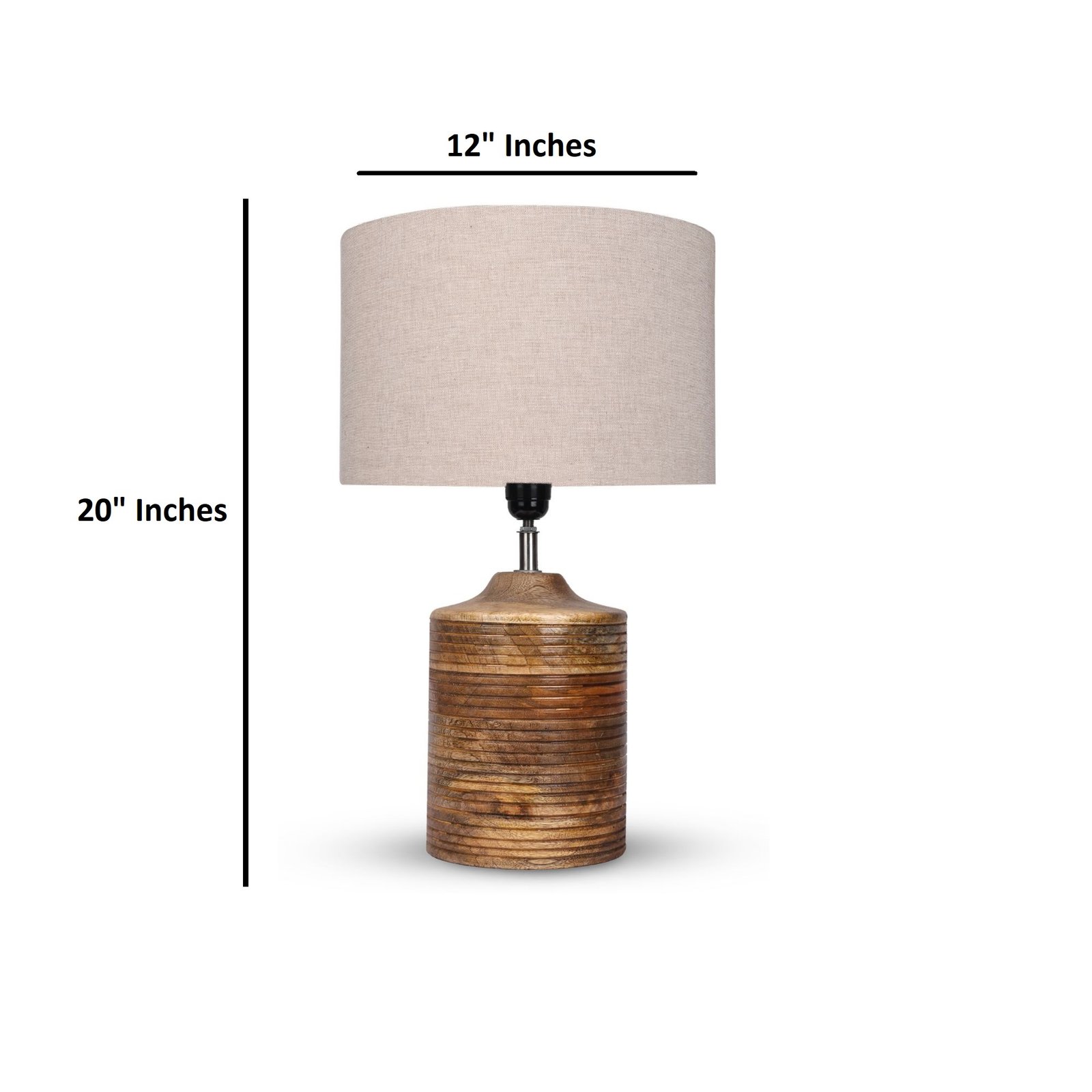 Coffee Brown Ribbed Circle Table Lamp, Side lamp for Bedroom, Dinning, Balcony, Office, Hotels & Home Decoration(BEIGE) - Image 4
