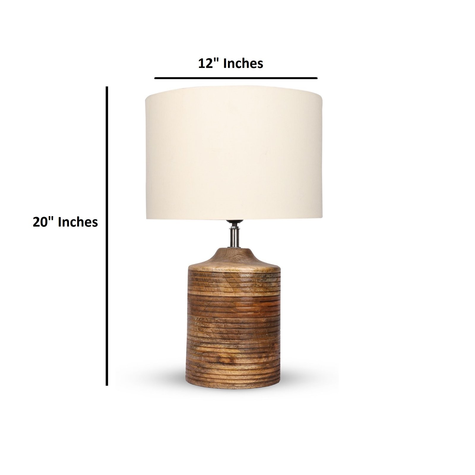 Coffee Brown Ribbed Circle Table Lamp, Side lamp for Bedroom, Dinning, Balcony, Office, Hotels & Home Decoration(CREAM) - Image 5