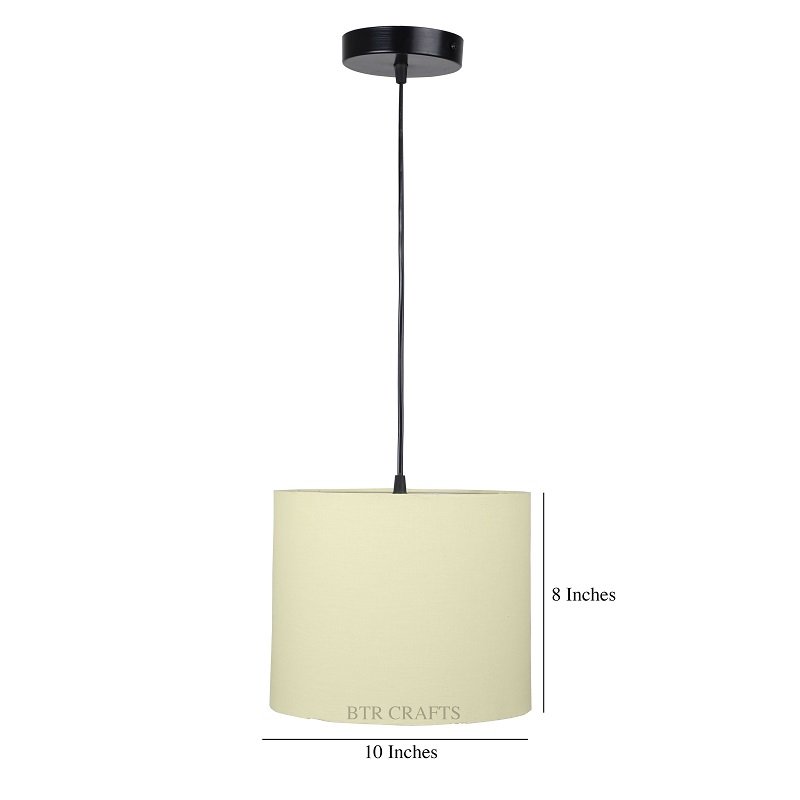 10 Inches Pendant/Hanging Ceiling Light Fixture, Pale Yellow Drum Shade, for Bedroom, Kitchen, Living Room, Dining Table, Lobby, Kitchen, Black/Silver Canopy - Image 4