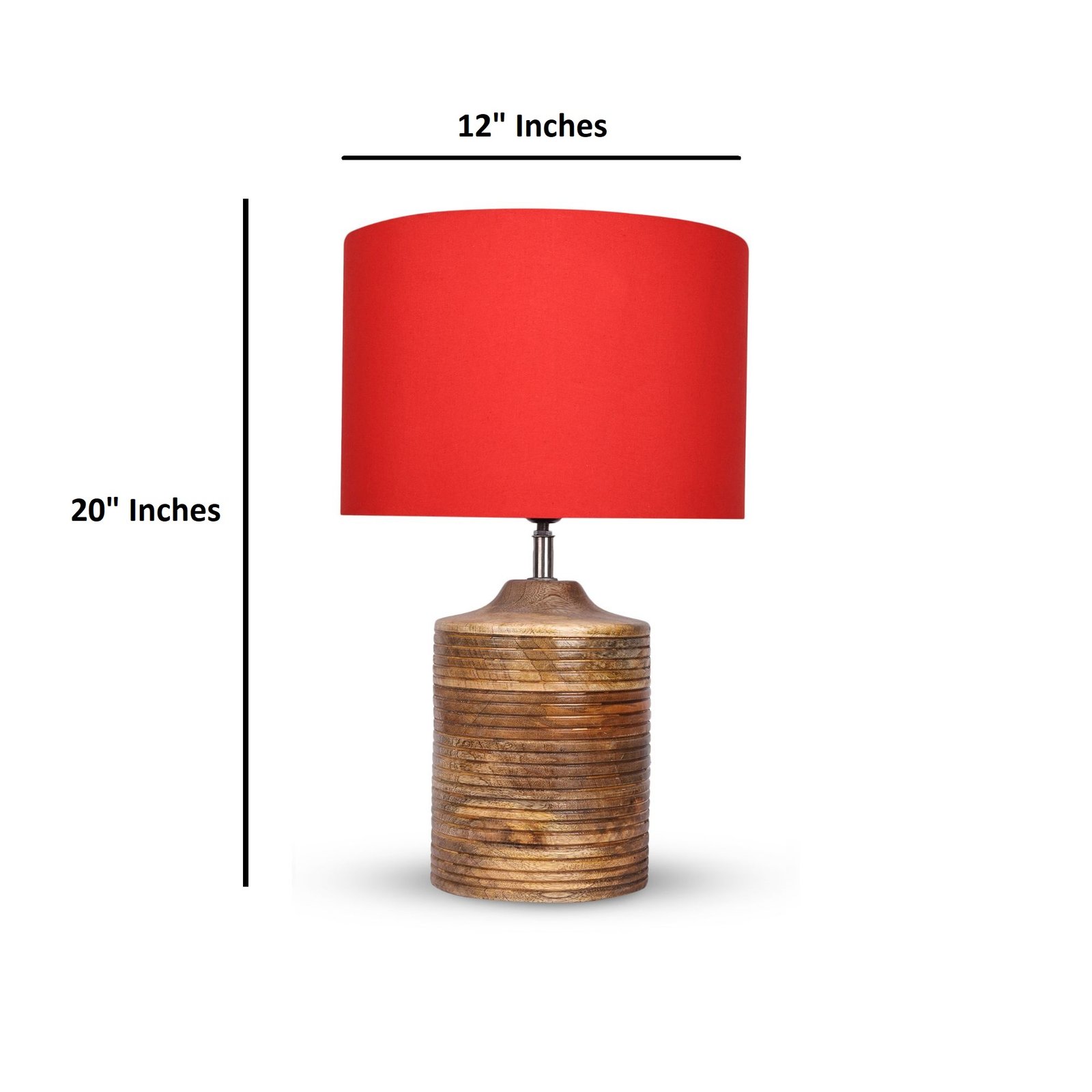 Coffee Brown Ribbed Circle Table Lamp, Side lamp for Bedroom, Dinning, Balcony, Office, Hotels & Home Decoration(RED) - Image 4