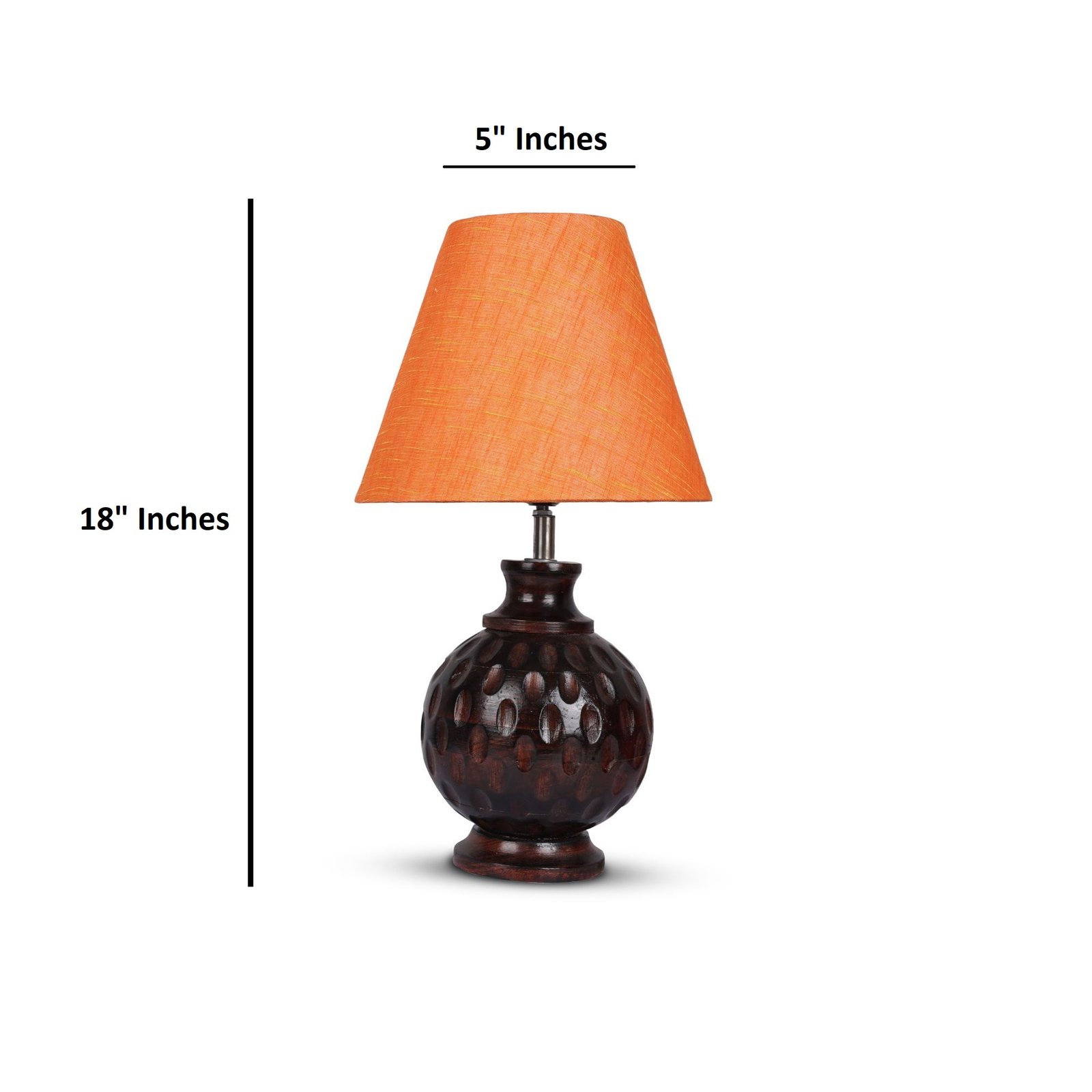 Rustic Wooden Bedside Table Lamp with Linen Shade – Traditional Night Lamp for Home Décor, Pack Of 1(Orange Texture) - Image 4