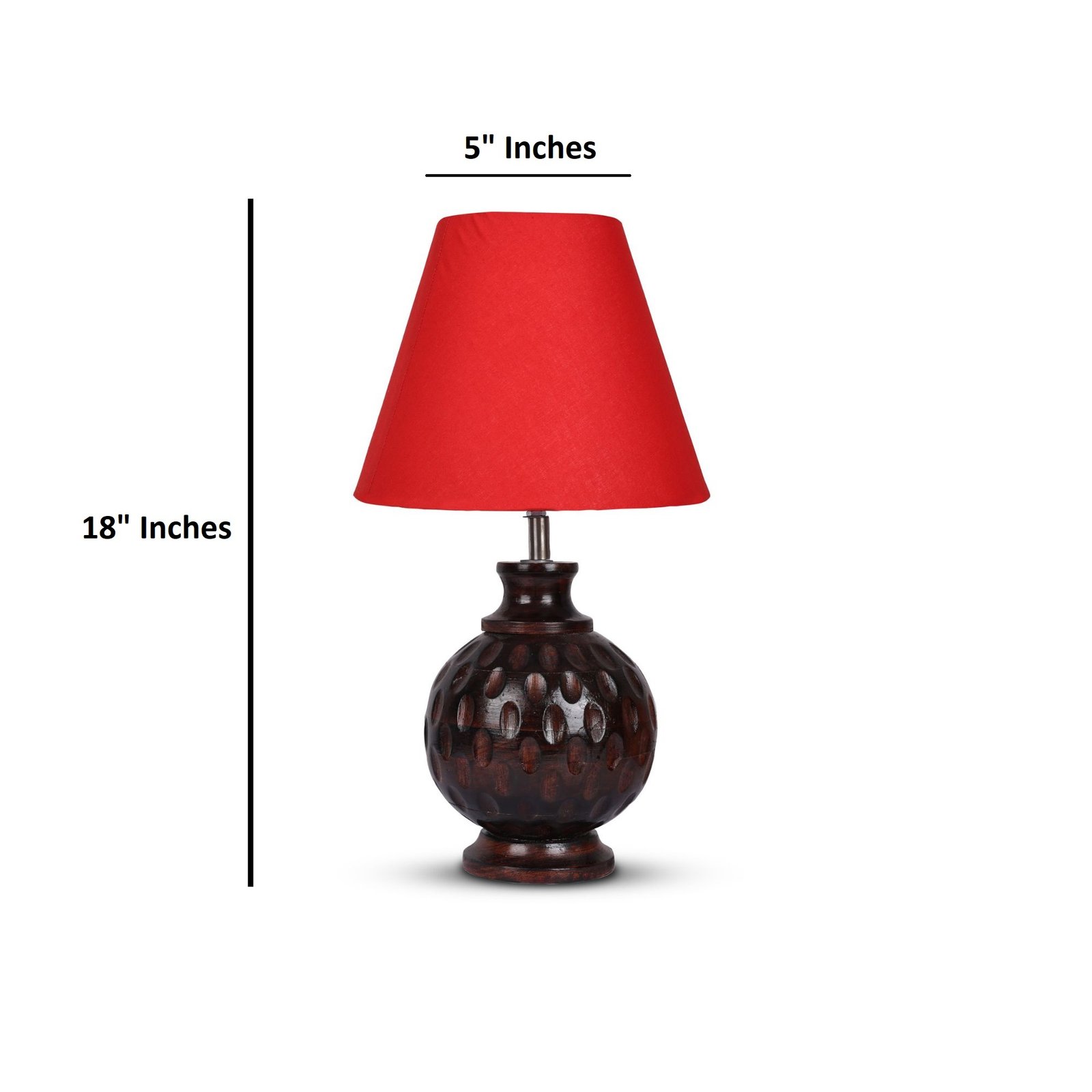 Rustic Wooden Bedside Table Lamp with Linen Shade – Traditional Night Lamp for Home Décor, Pack Of 1(Red) - Image 4