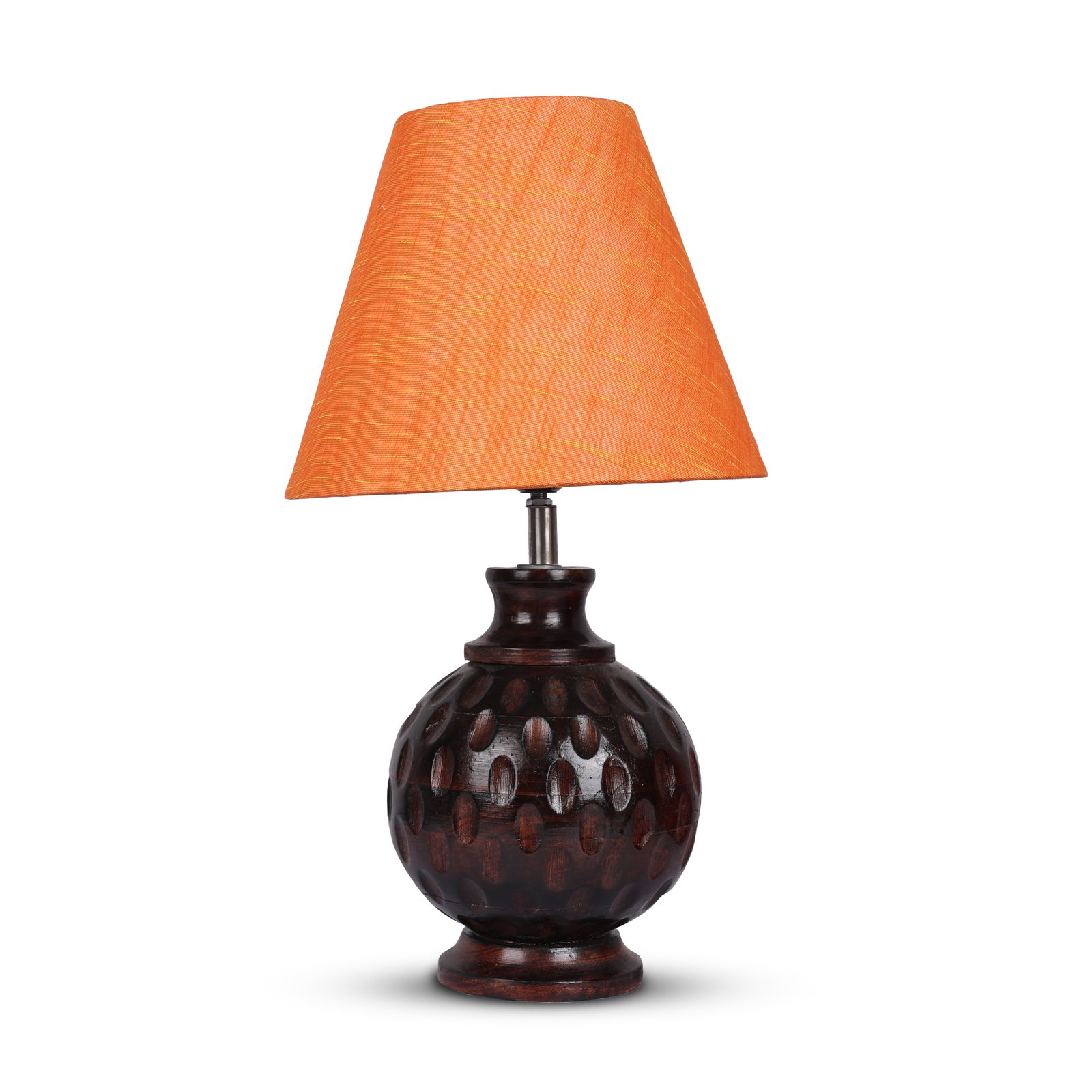 Rustic Wooden Bedside Table Lamp with Linen Shade – Traditional Night Lamp for Home Décor, Pack Of 1(Orange Texture) - Image 10