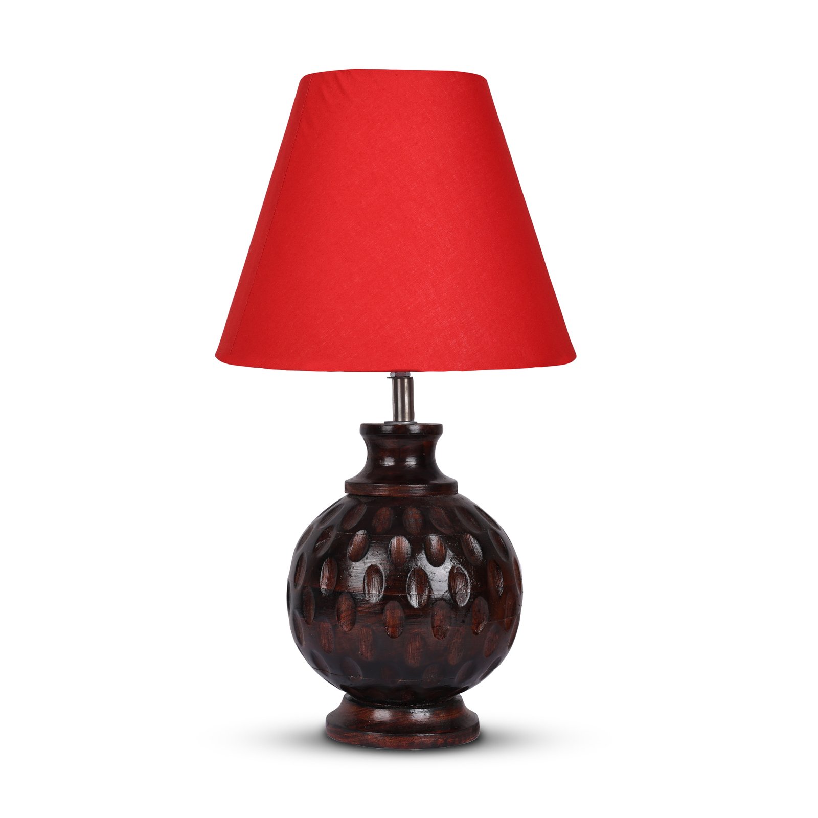 Rustic Wooden Bedside Table Lamp with Linen Shade – Traditional Night Lamp for Home Décor, Pack Of 1(Red) - Image 10