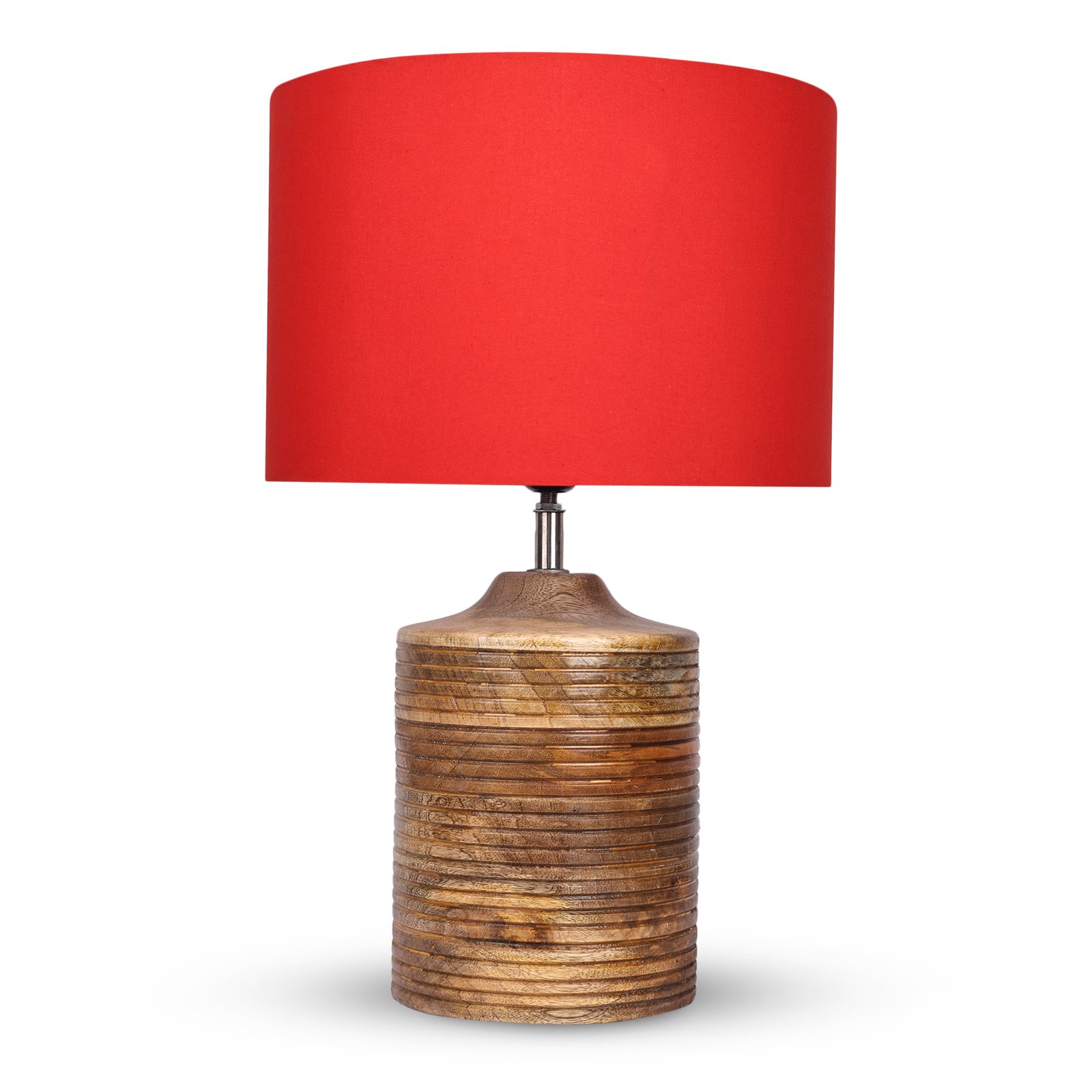 Coffee Brown Ribbed Circle Table Lamp, Side lamp for Bedroom, Dinning, Balcony, Office, Hotels & Home Decoration(RED) - Image 5