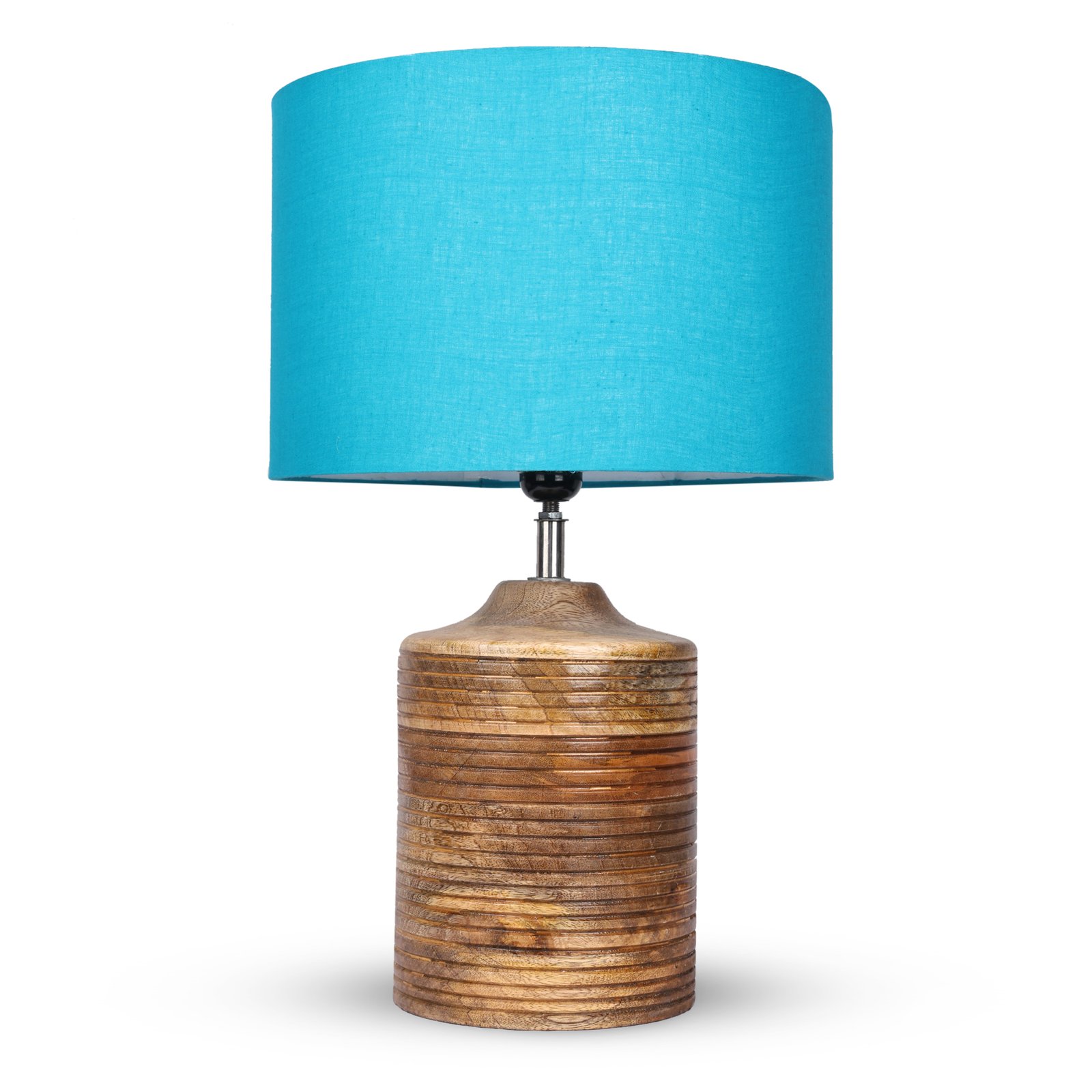 Coffee Brown Ribbed Circle Table Lamp, Side lamp for Bedroom, Dinning, Balcony, Office, Hotels & Home Decoration(TEAL) - Image 4