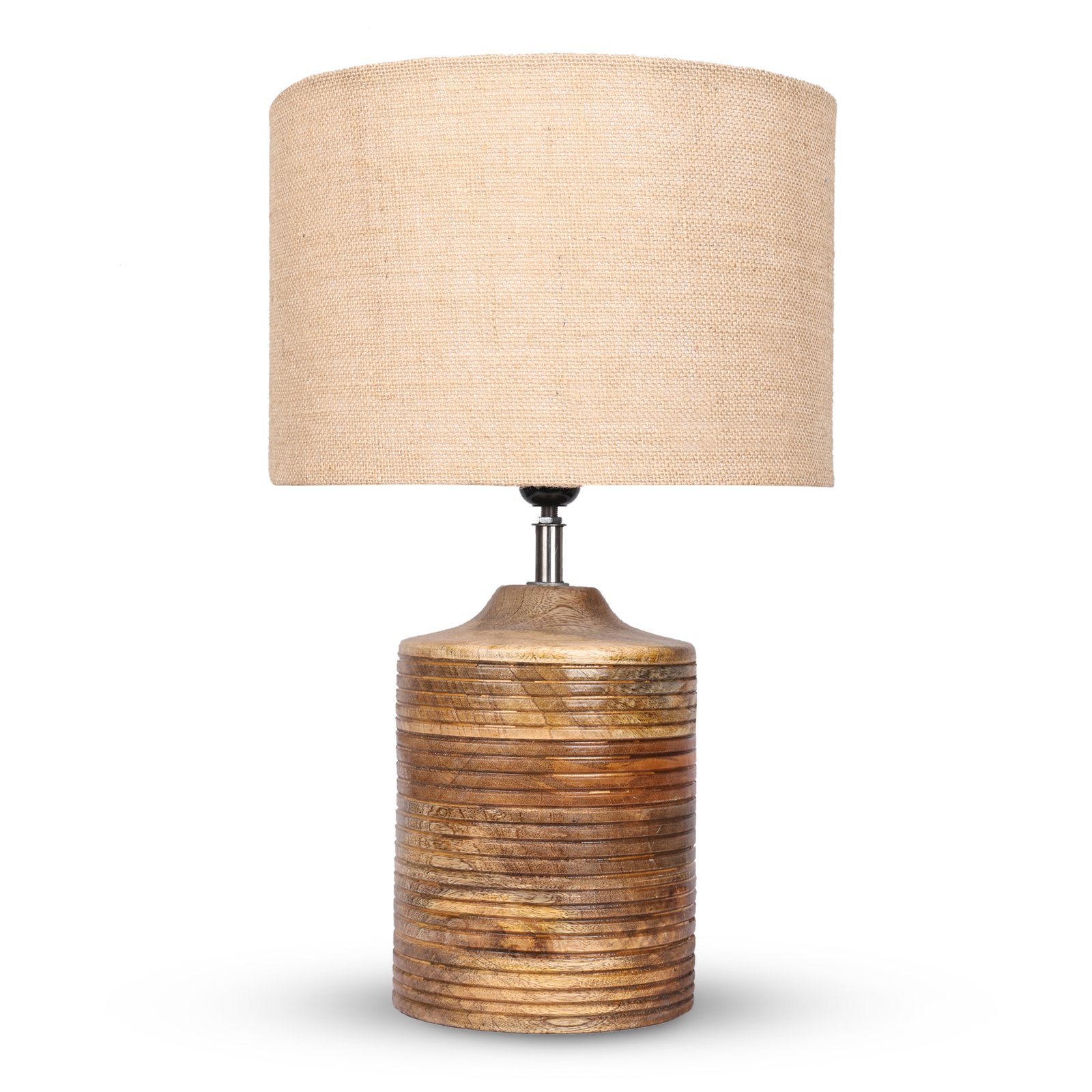 Coffee Brown Ribbed Circle Table Lamp, Side lamp for Bedroom, Dinning, Balcony, Office, Hotels & Home Decoration(NATURAL JUTE) - Image 4