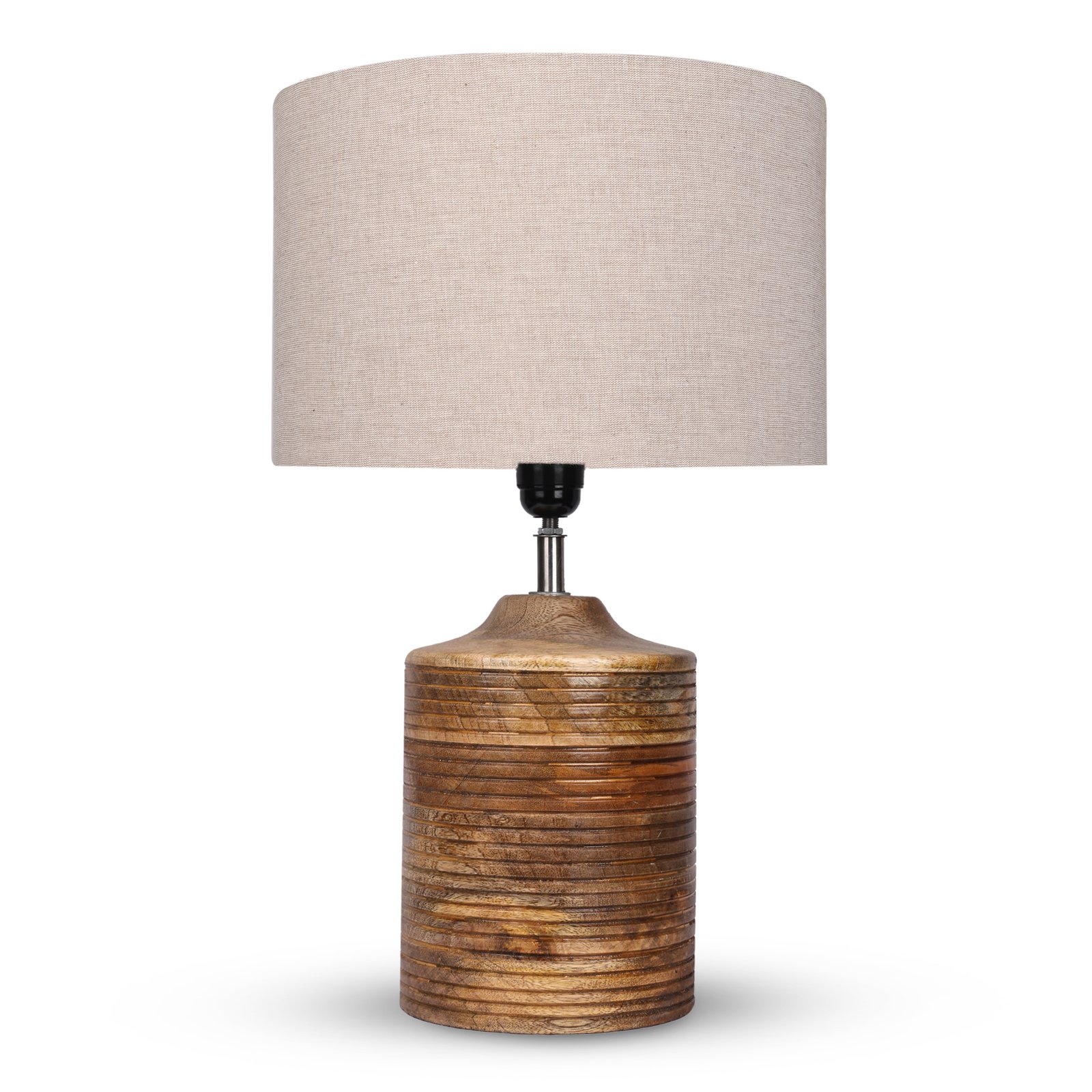 Coffee Brown Ribbed Circle Table Lamp, Side lamp for Bedroom, Dinning, Balcony, Office, Hotels & Home Decoration(BEIGE) - Image 5