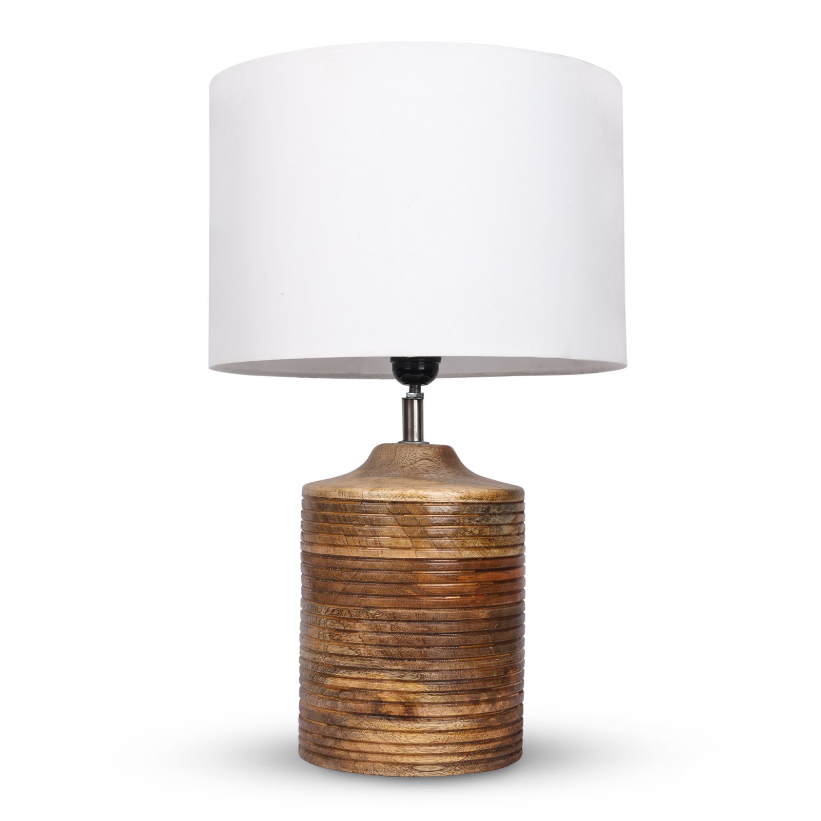 Coffee Brown Ribbed Circle Table Lamp, Side lamp for Bedroom, Dinning, Balcony, Office, Hotels & Home Decoration(WHITE) - Image 5