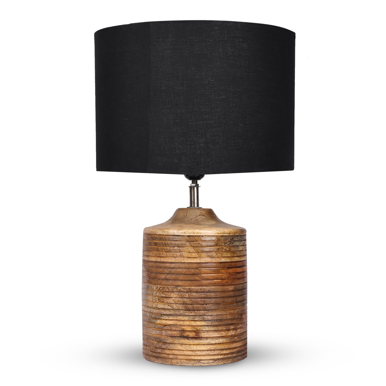 Coffee Brown Ribbed Circle Table Lamp, Side lamp for Bedroom, Dinning, Balcony, Office, Hotels & Home Decoration(BLACK) - Image 4