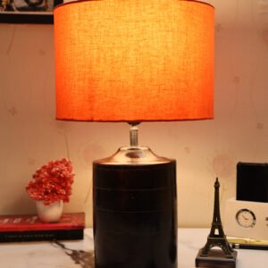 Dark Heavy Matki Ribbed Circle Table Lamp, Side lamp for Bedroom, Dinning, Balcony, Office, Hotels & Home Decoration(ORANGE)