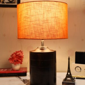 Dark Heavy Matki Ribbed Circle Table Lamp, Side lamp for Bedroom, Dinning, Balcony, Office, Hotels & Home Decoration(ORANGE TEXTURE)