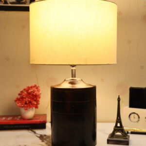 Dark Heavy Matki Ribbed Circle Table Lamp, Side lamp for Bedroom, Dinning, Balcony, Office, Hotels & Home Decoration(WHITE)