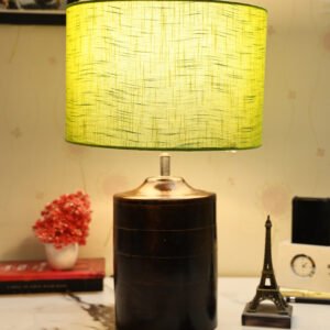 Dark Heavy Matki Ribbed Circle Table Lamp, Side lamp for Bedroom, Dinning, Balcony, Office, Hotels & Home Decoration(GREEN TEXTURE)