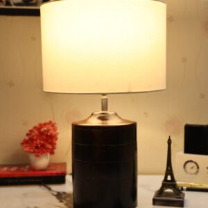 Dark Heavy Matki Ribbed Circle Table Lamp, Side lamp for Bedroom, Dinning, Balcony, Office, Hotels & Home Decoration(CREAM)