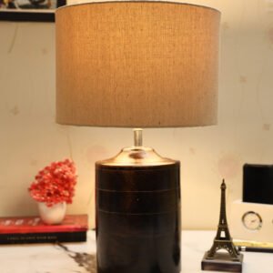 Dark Heavy Matki Ribbed Circle Table Lamp, Side lamp for Bedroom, Dinning, Balcony, Office, Hotels & Home Decoration(PREMIUM JUTE)