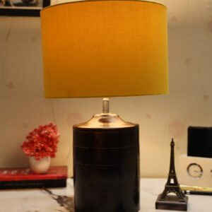 Dark Heavy Matki Ribbed Circle Table Lamp, Side lamp for Bedroom, Dinning, Balcony, Office, Hotels & Home Decoration(YELLOW)
