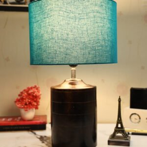 Dark Heavy Matki Ribbed Circle Table Lamp, Side lamp for Bedroom, Dinning, Balcony, Office, Hotels & Home Decoration(TEAL)