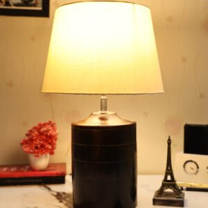 Dark Heavy Matki Ribbed Circle Table Lamp, Side lamp for Bedroom, Dinning, Balcony, Office, Hotels & Home Decoration(TAPPER CREAM)