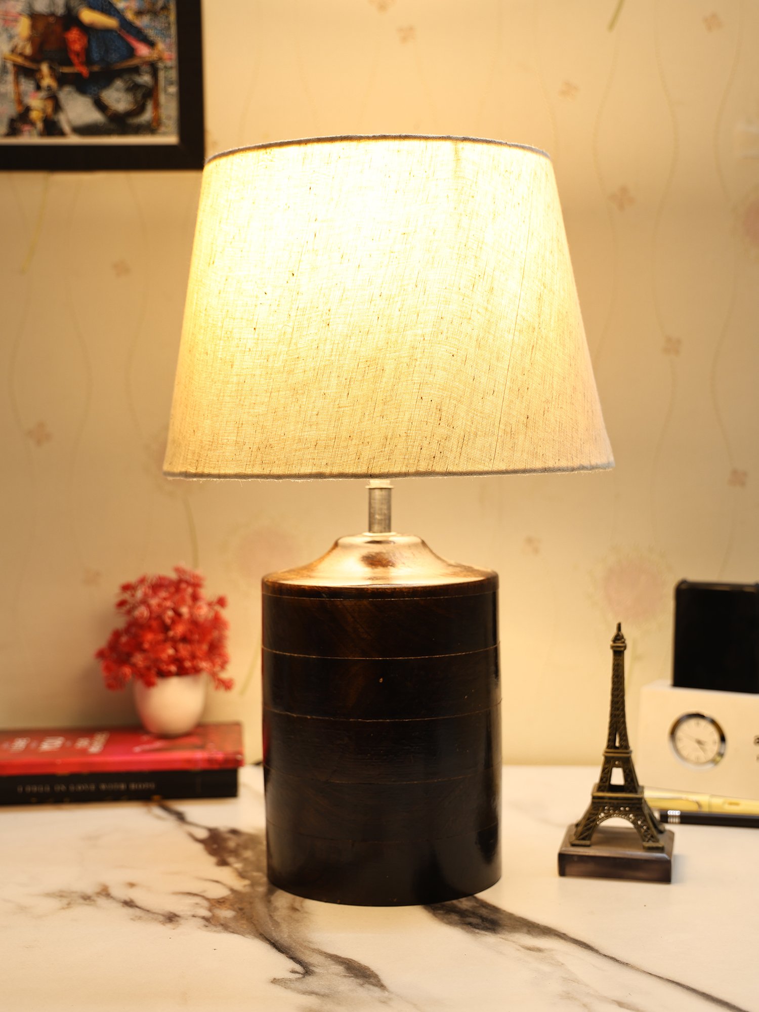 Dark Heavy Matki Ribbed Circle Table Lamp, Side lamp for Bedroom, Dinning, Balcony, Office, Hotels & Home Decoration(TAPPER FLEX)