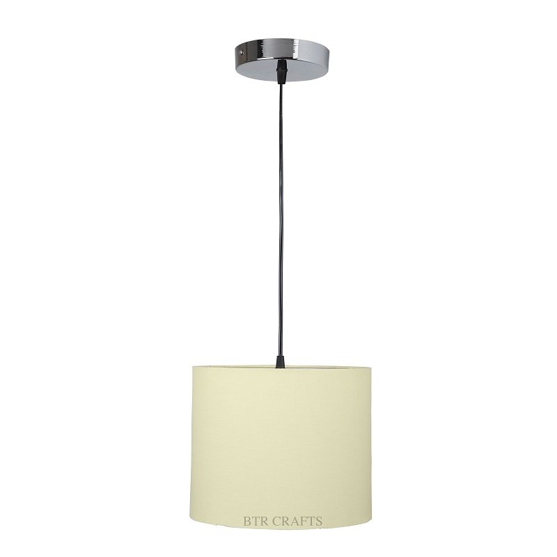 10 Inches Pendant/Hanging Ceiling Light Fixture, Pale Yellow Drum Shade, for Bedroom, Kitchen, Living Room, Dining Table, Lobby, Kitchen, Black/Silver Canopy - Image 5