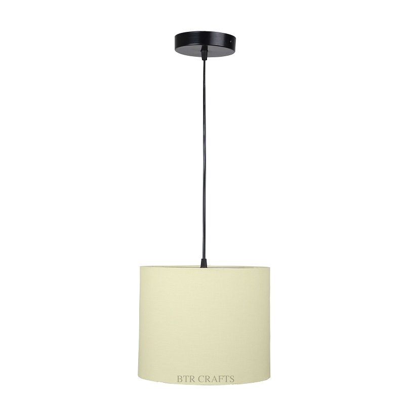 10 Inches Pendant/Hanging Ceiling Light Fixture, Pale Yellow Drum Shade, for Bedroom, Kitchen, Living Room, Dining Table, Lobby, Kitchen, Black/Silver Canopy - Image 3