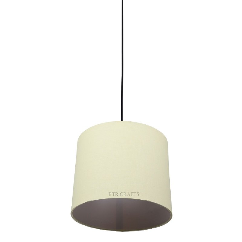 10 Inches Pendant/Hanging Ceiling Light Fixture, Pale Yellow Drum Shade, for Bedroom, Kitchen, Living Room, Dining Table, Lobby, Kitchen, Black/Silver Canopy - Image 6