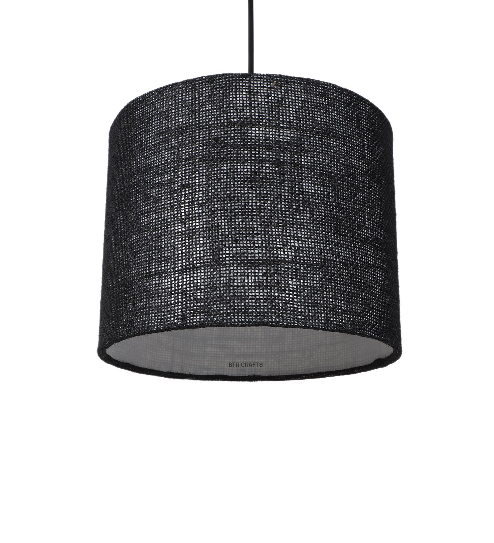 10 Inches Pendant/Hanging Ceiling Light Fixture, Black Jute Drum Shade, for Bedroom, Kitchen, Living Room, Dining Table, Lobby, Kitchen, Silver/Black Canopy - Image 6