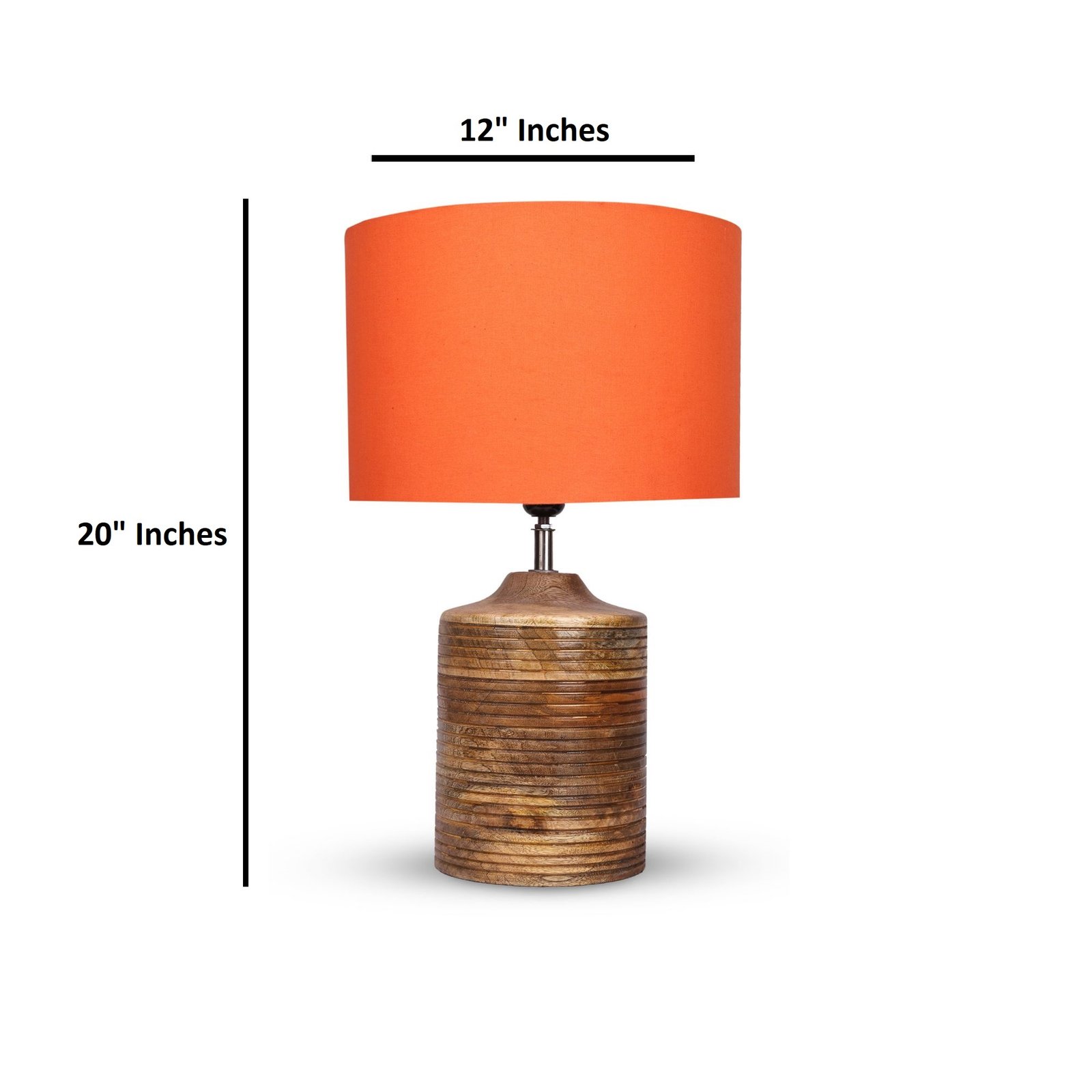 Coffee Brown Ribbed Circle Table Lamp, Side lamp for Bedroom, Dinning, Balcony, Office, Hotels & Home Decoration(ORANGE) - Image 5