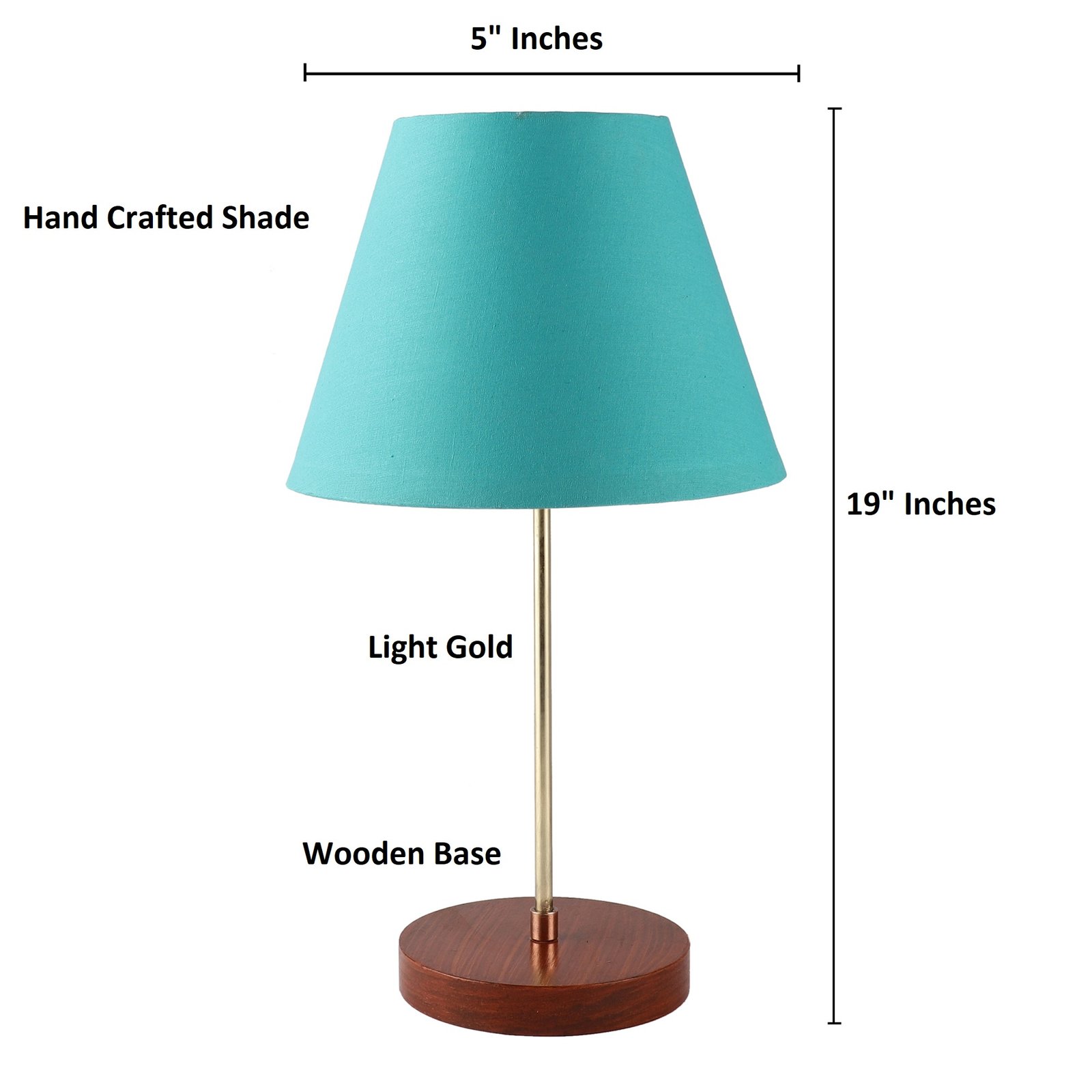 Decorative Brown Table Lamp with Conical Shade – Stylish Bedside & Reading Lamp for Home Décor(Teal) - Image 7