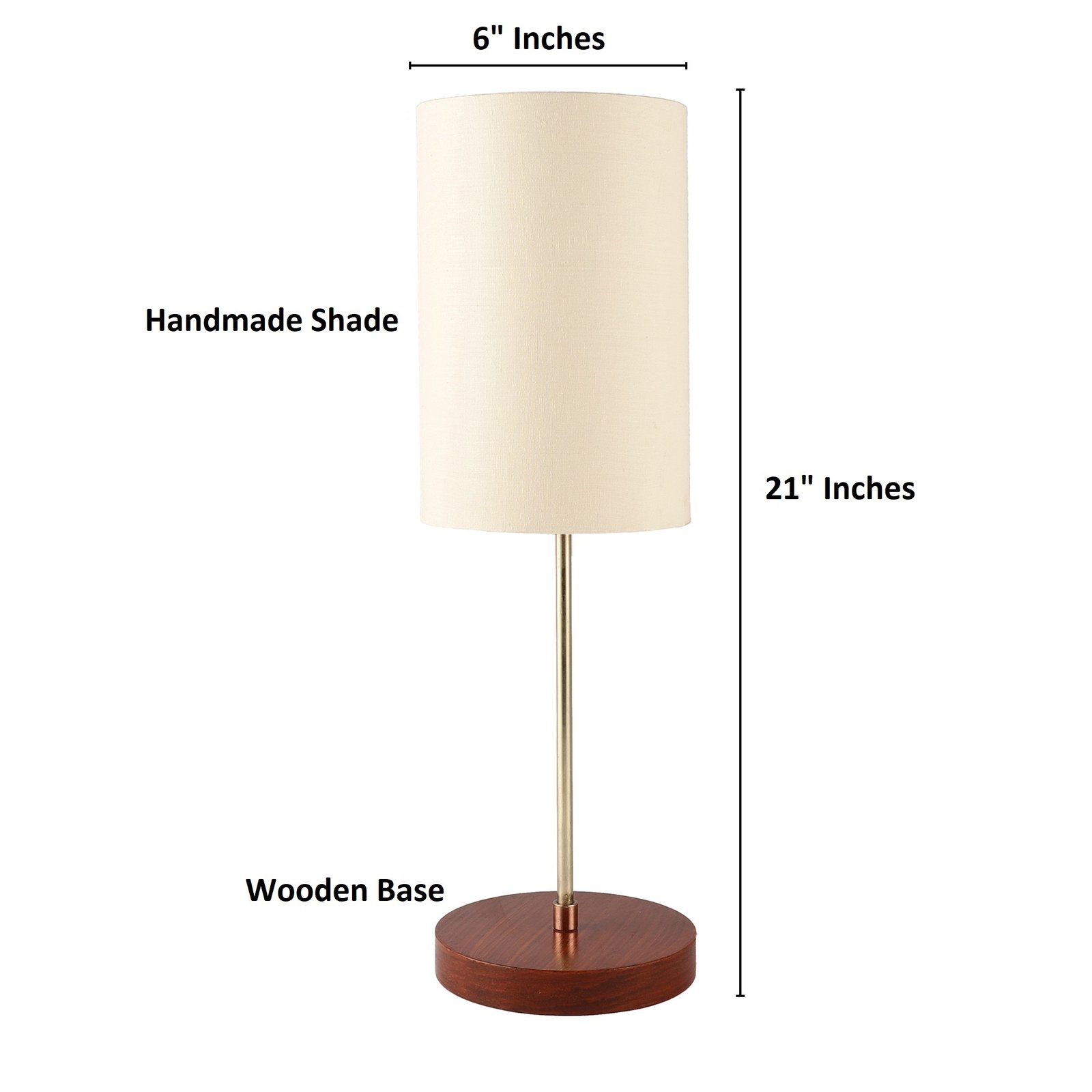 Decorative Brown Table Lamp with Cylinder Shade – Stylish Bedside & Reading Lamp for Home Décor(Cream) - Image 4