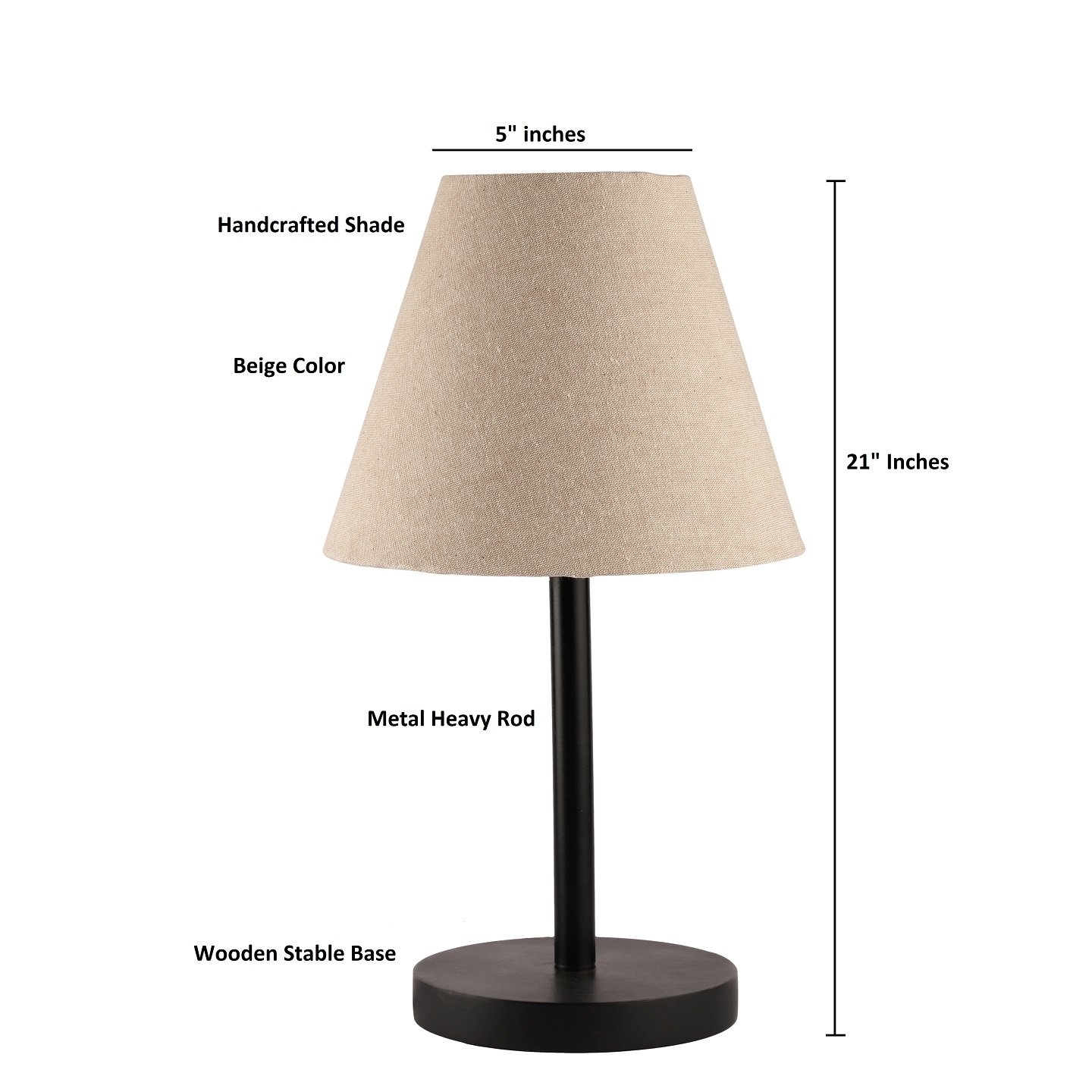 Black Bedside Lamp with Fabric Shade Minimalist Lamp for Bedroom, Living Room & Office – Warm Ambient Nightstand Light(Beige) - Image 4