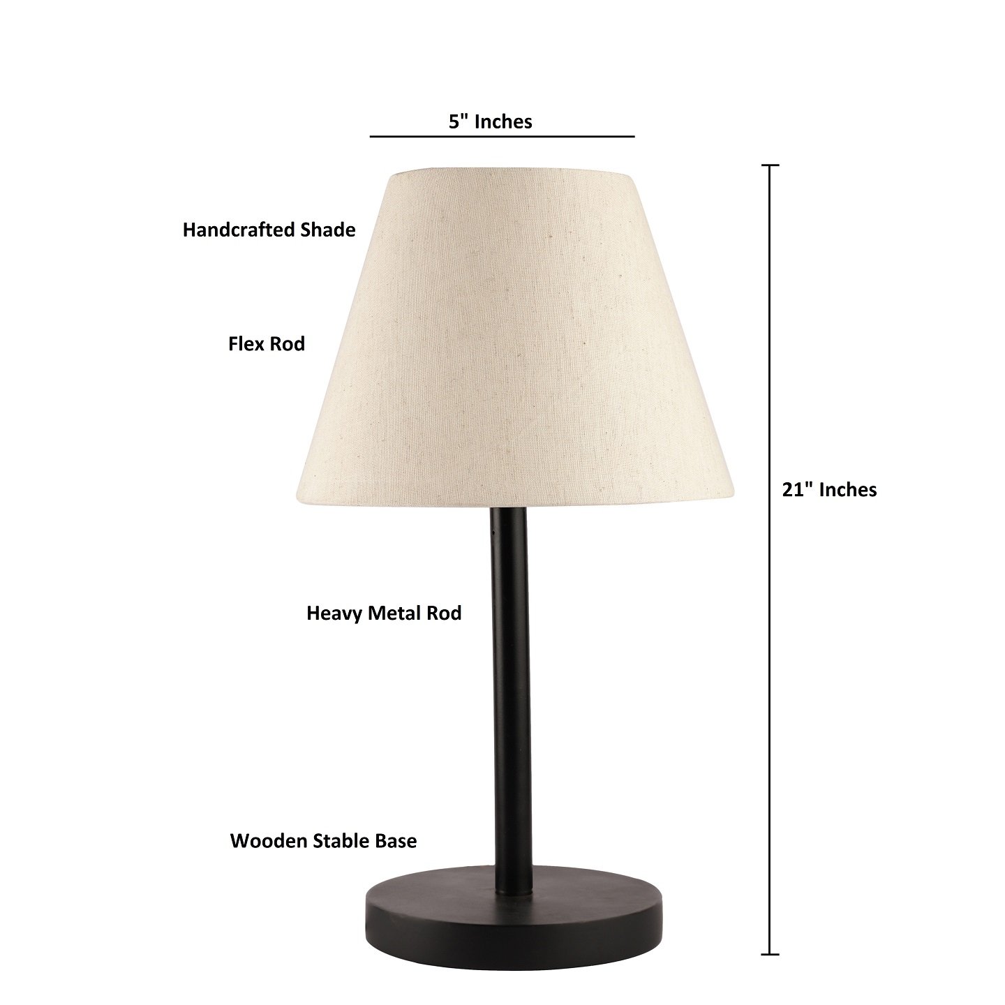Black Bedside Lamp with Fabric Shade Minimalist Lamp for Bedroom, Living Room & Office – Warm Ambient Nightstand Light(Flex) - Image 7