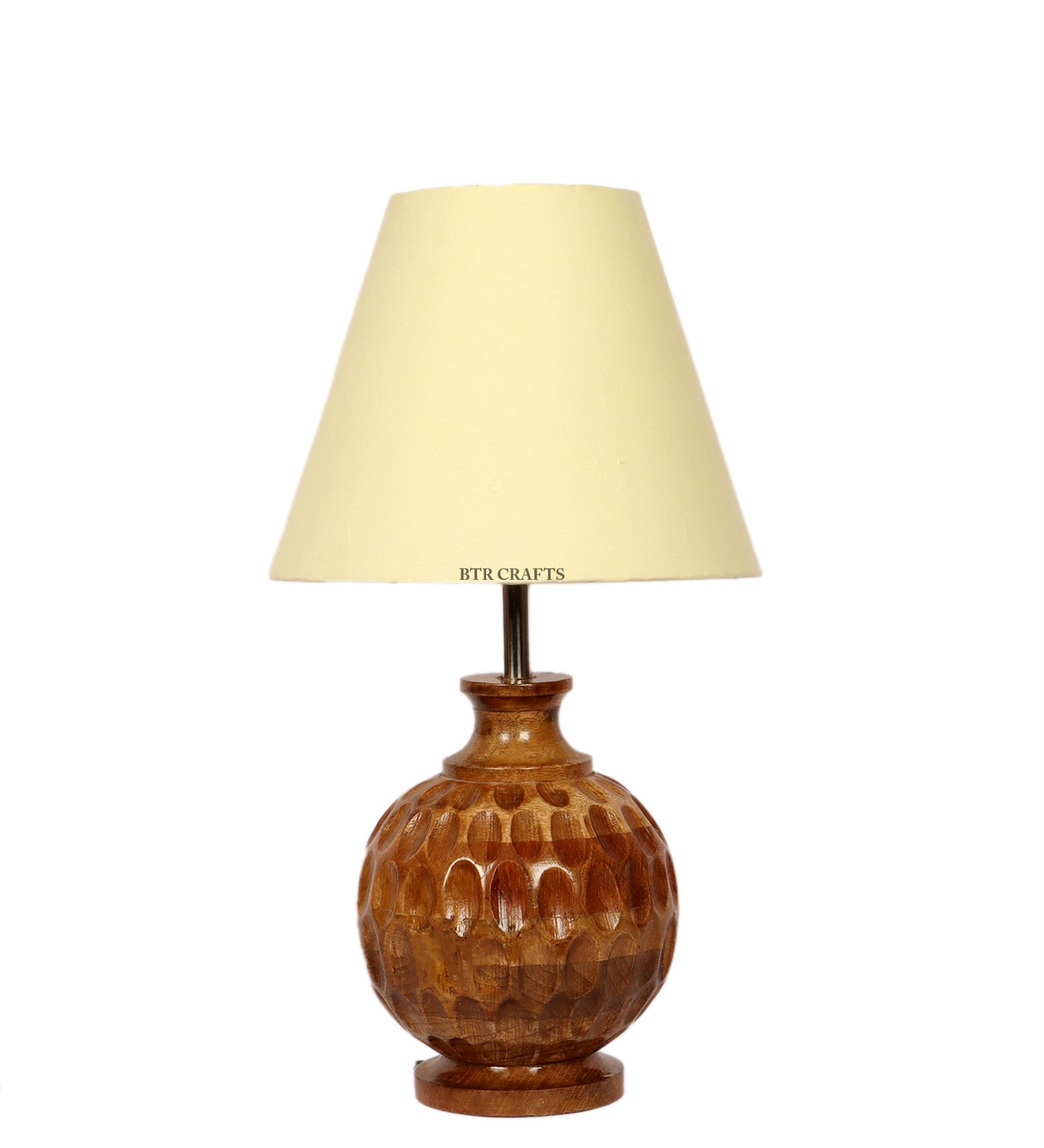 Artisan Carved Wood Table Lamp – Elegant Bedroom & Living Room Accent Light, Pack Of 1(Pale Yellow) - Image 7