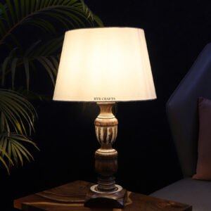 Rustic Wooden Table Lamp Suitable For Bedroom Office And Living Room, Pack Of 1(Complete Set)