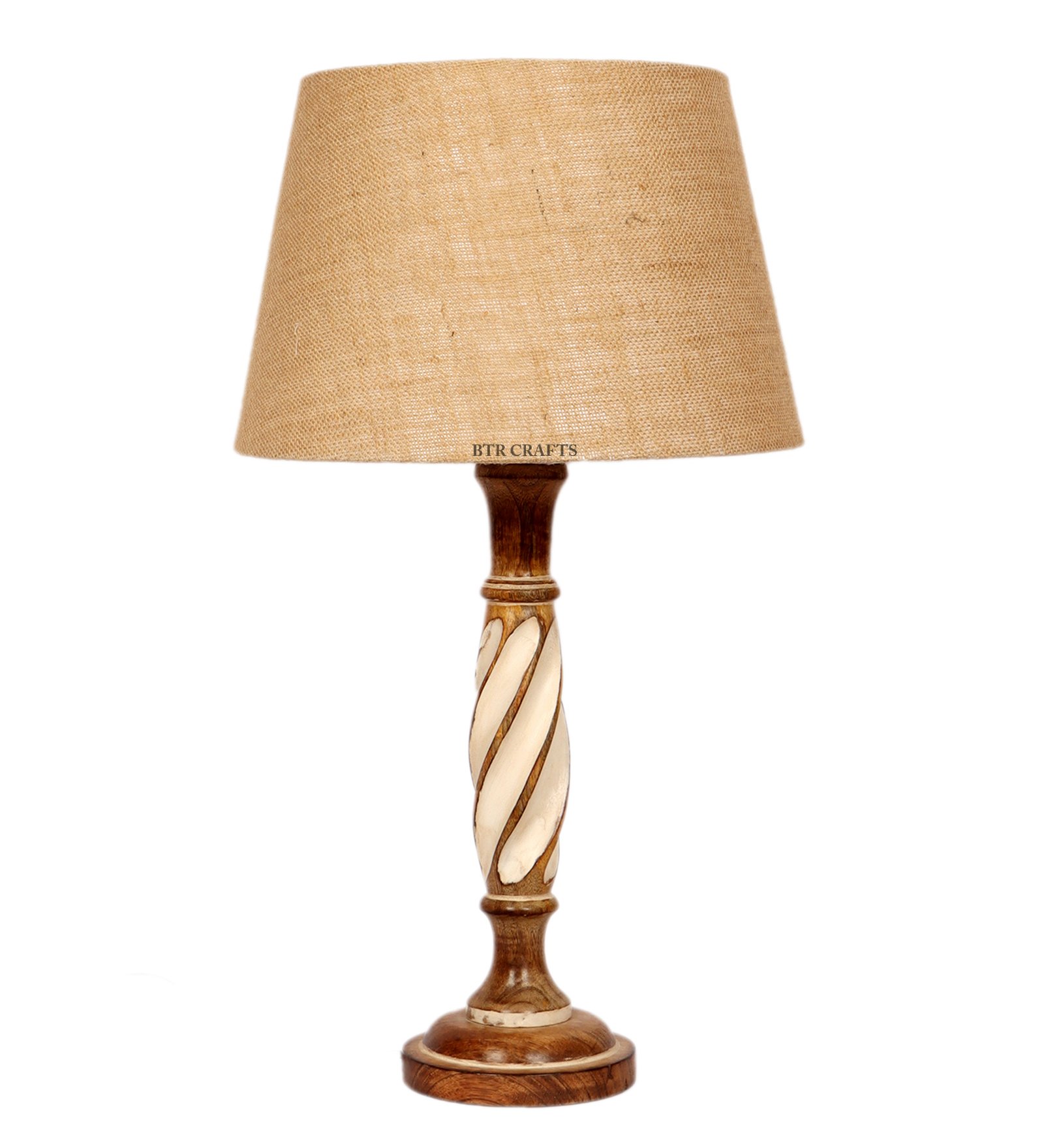 BTR CRAFTS Twister Wooden Natural Jute Table Lamp (Bulb Not Included) - Image 4