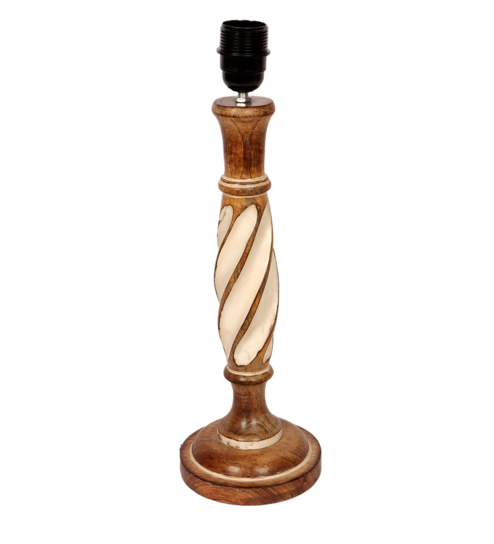 BTR CRAFTS Twister Wooden Cream Table Lamp (Bulb Not Included) - Image 5