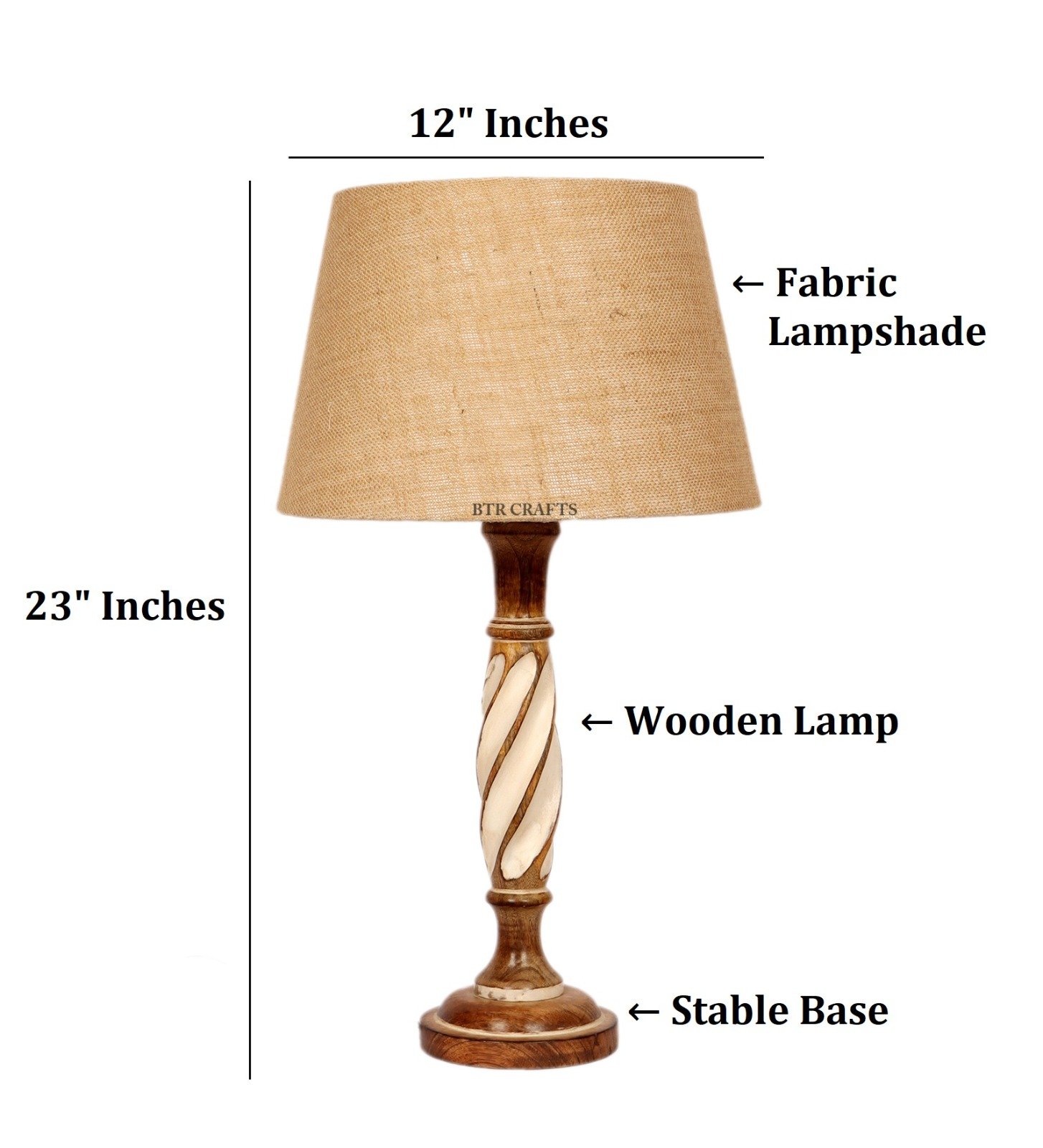 BTR CRAFTS Twister Wooden Natural Jute Table Lamp (Bulb Not Included) - Image 5