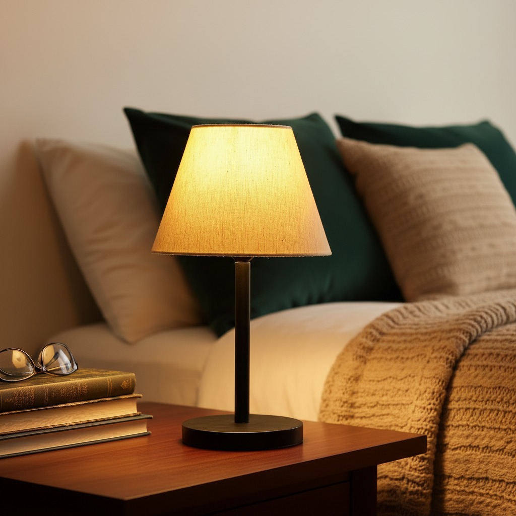 Black Bedside Lamp with Fabric Shade Minimalist Lamp for Bedroom, Living Room & Office – Warm Ambient Nightstand Light(Flex) - Image 5