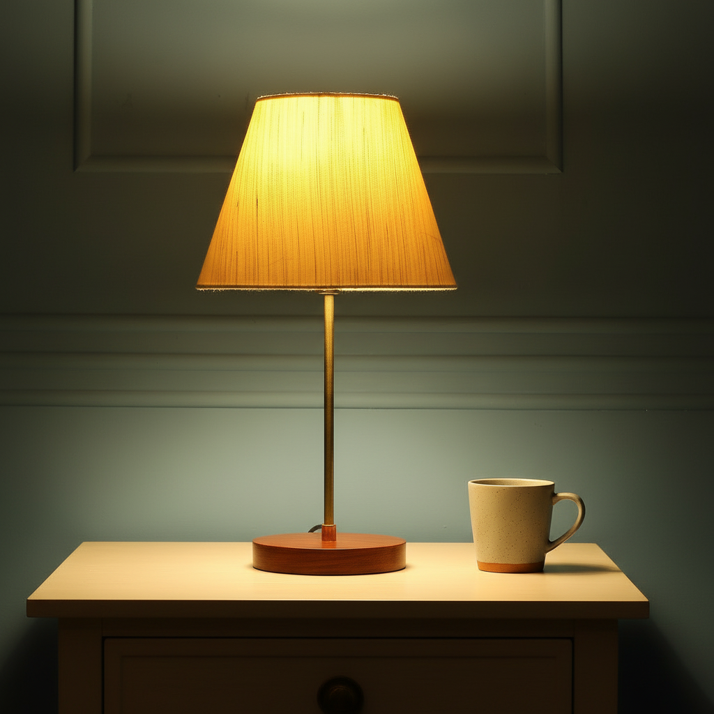 Decorative Brown Table Lamp with Conical Shade – Stylish Bedside & Reading Lamp for Home Décor(Cream Texture) - Image 9