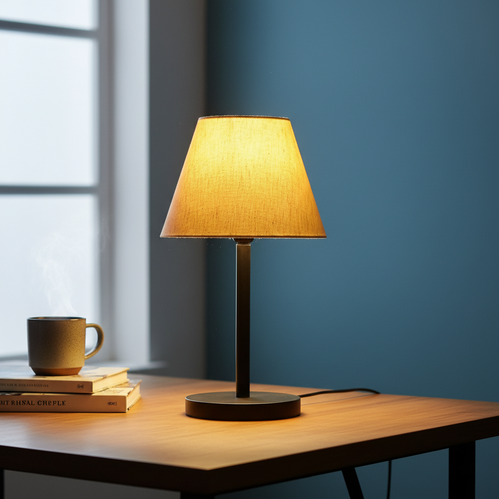Black Bedside Lamp with Fabric Shade Minimalist Lamp for Bedroom, Living Room & Office – Warm Ambient Nightstand Light(Flex) - Image 8