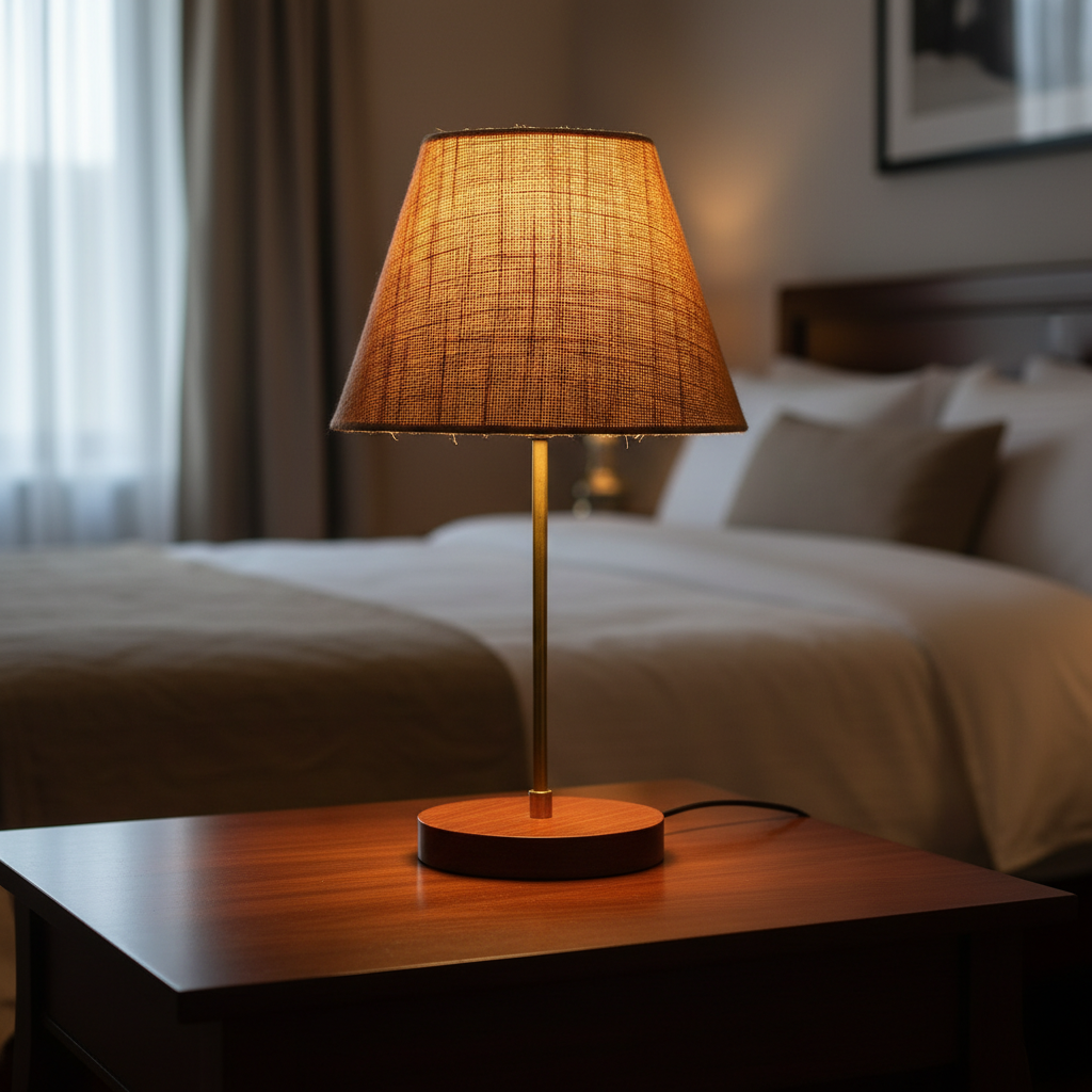 Decorative Brown Table Lamp with Conical Shade – Stylish Bedside & Reading Lamp for Home Décor(Natural Jute) - Image 2