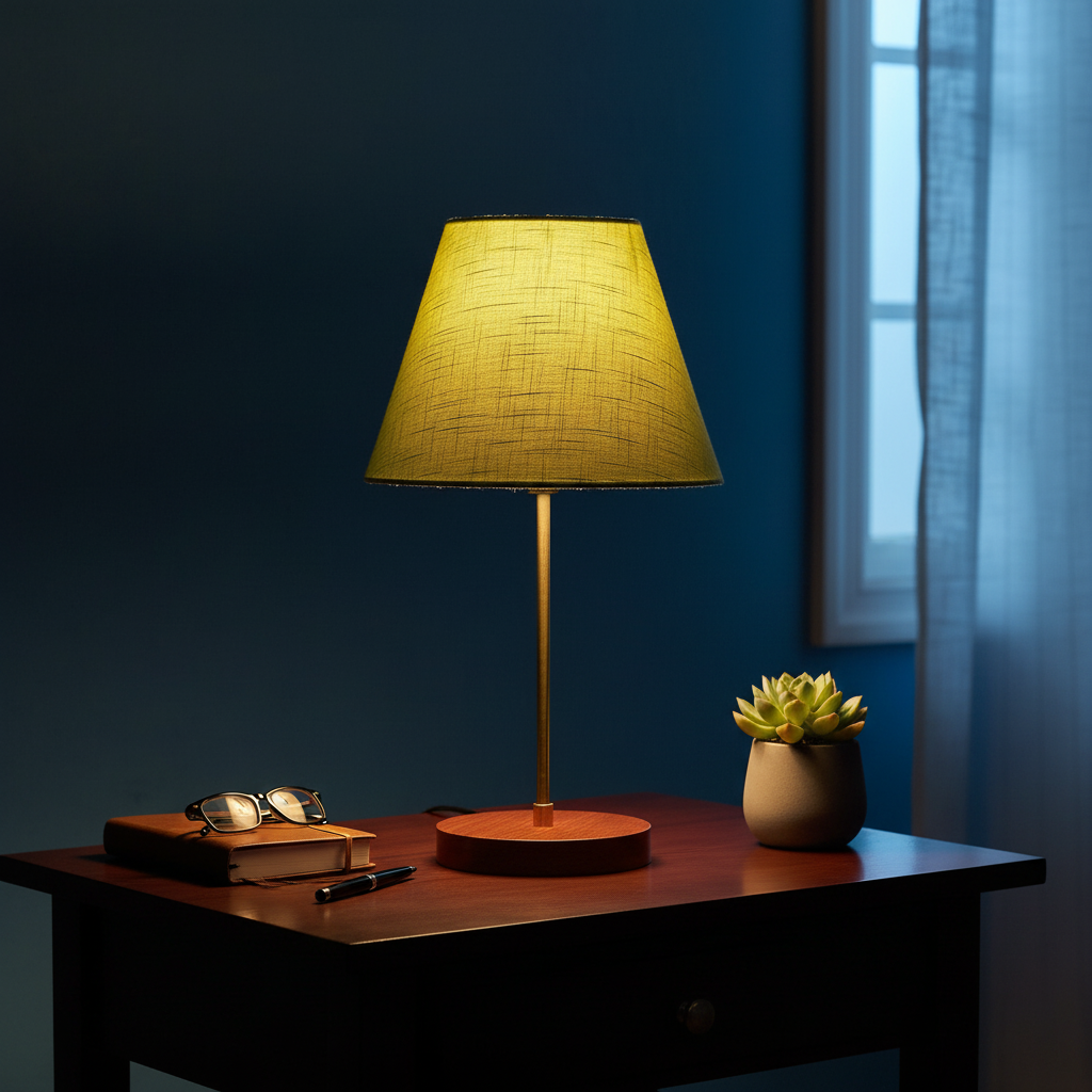 Decorative Brown Table Lamp with Conical Shade – Stylish Bedside & Reading Lamp for Home Décor(Green Texture) - Image 8