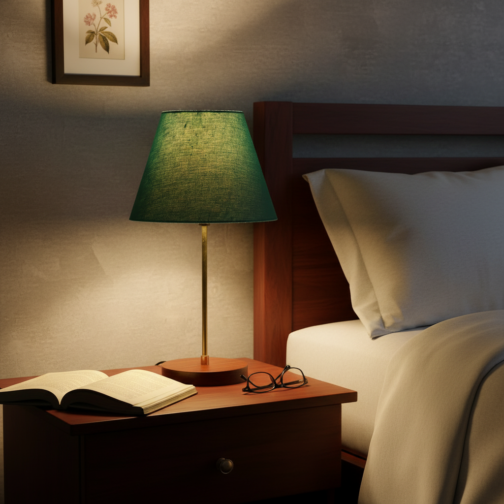 Decorative Brown Table Lamp with Conical Shade – Stylish Bedside & Reading Lamp for Home Décor(Teal) - Image 11