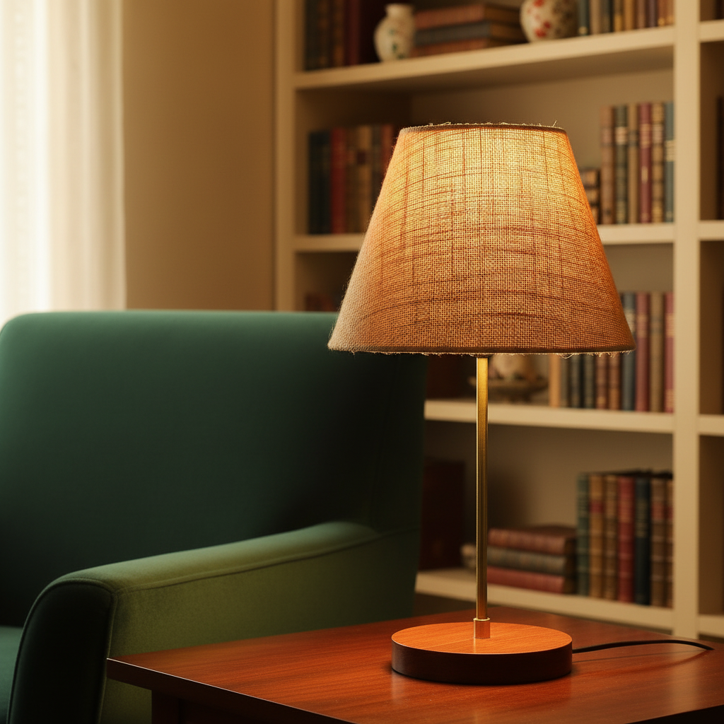 Decorative Brown Table Lamp with Conical Shade – Stylish Bedside & Reading Lamp for Home Décor(Natural Jute) - Image 11