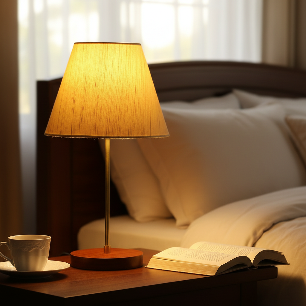 Decorative Brown Table Lamp with Conical Shade – Stylish Bedside & Reading Lamp for Home Décor(Cream Texture) - Image 3