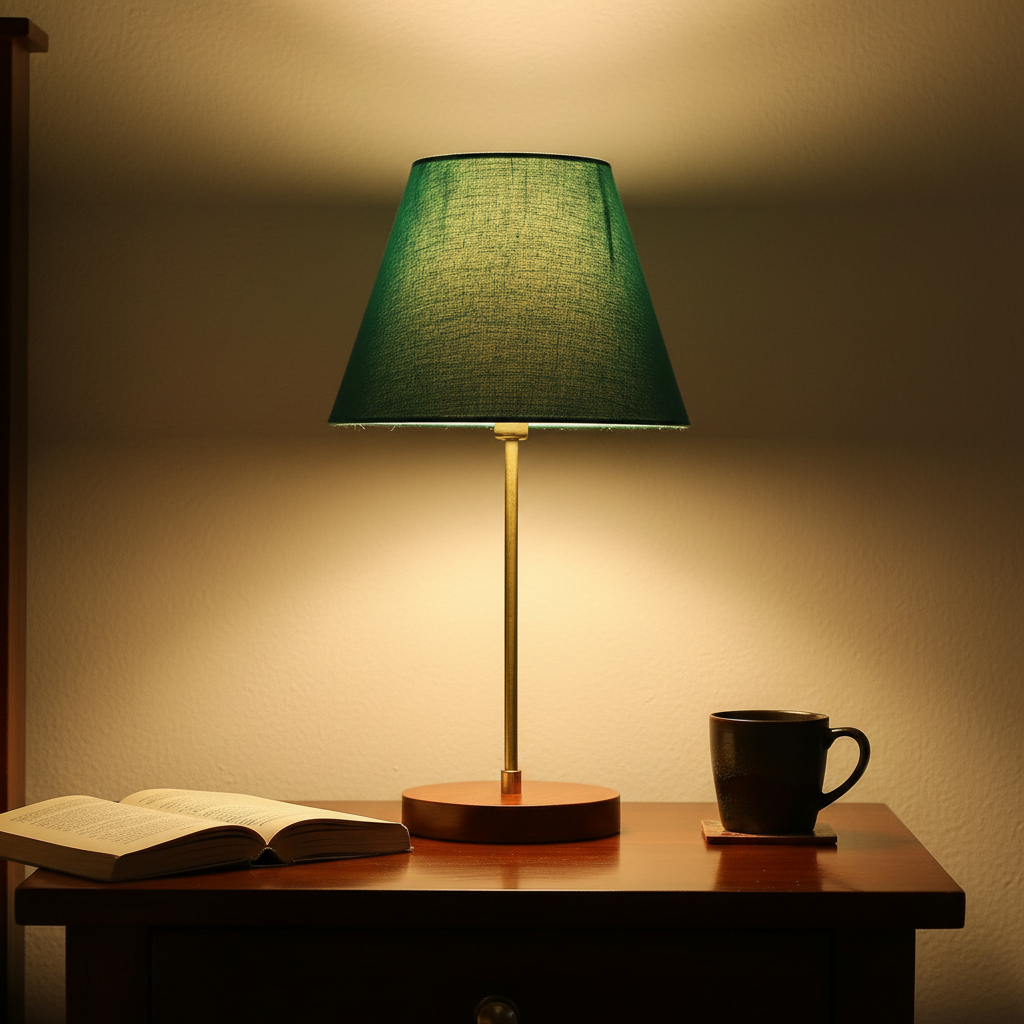 Decorative Brown Table Lamp with Conical Shade – Stylish Bedside & Reading Lamp for Home Décor(Teal) - Image 5